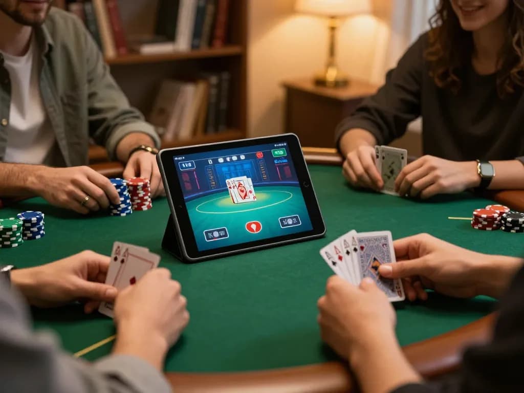 Open88 poker players strategizing and engaging during a friendly home game.
