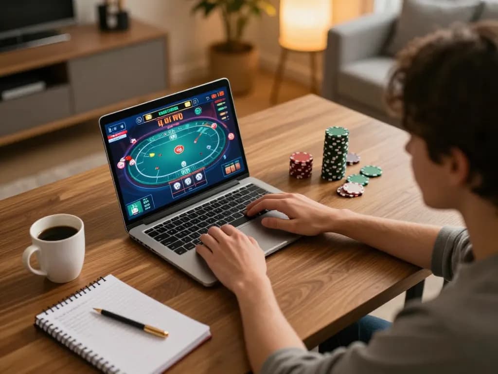 Player engaging in strategic gameplay at SC88 poker table setup, showcasing comfort and excitement.