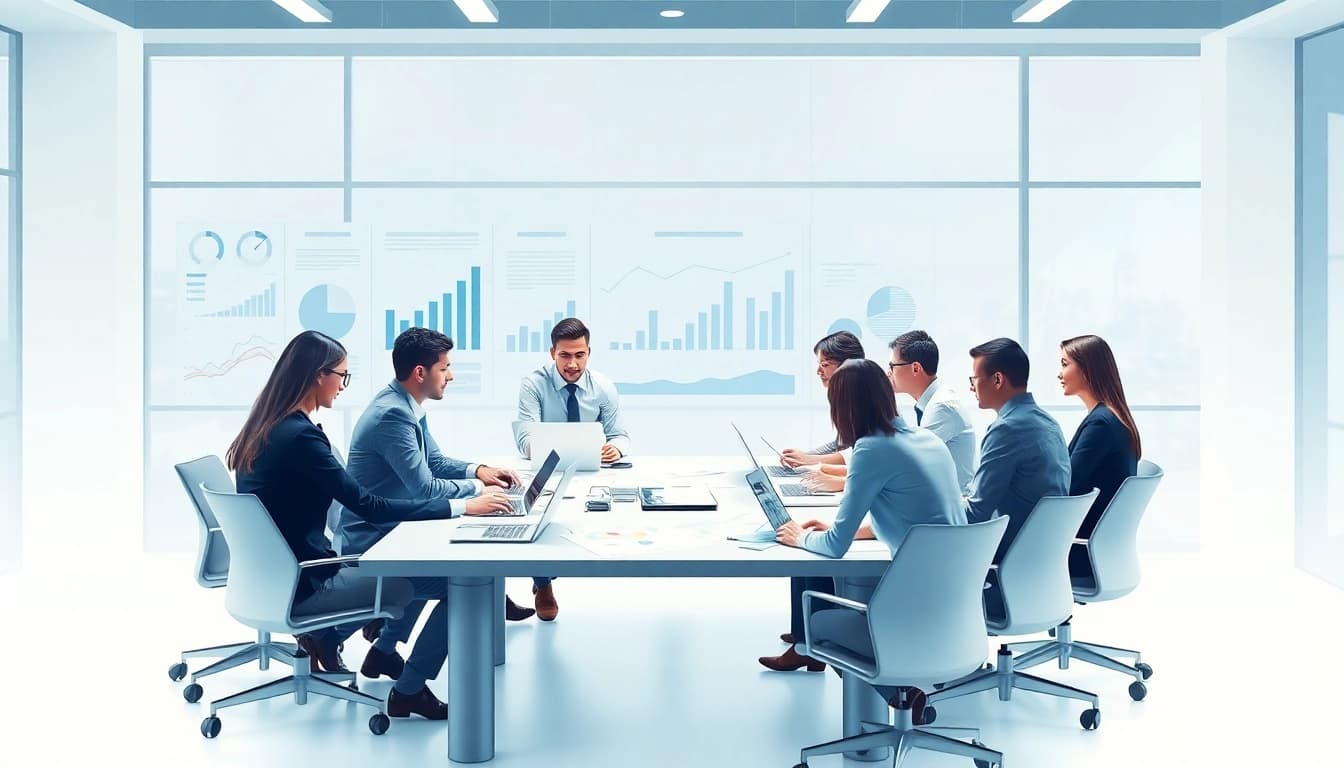Analyze b2b competitive intelligence strategies with a focused team in a professional setting.