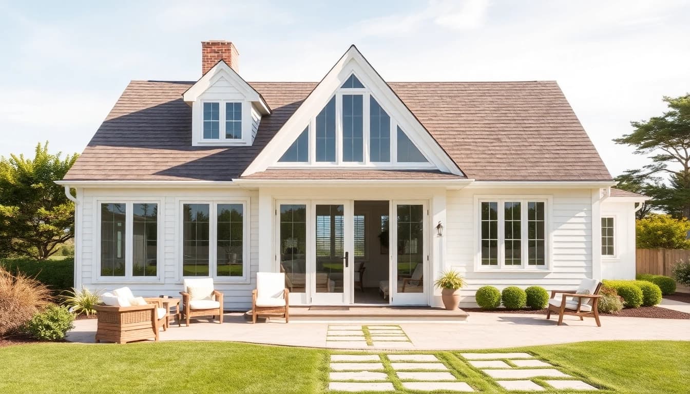 Showcase of a stunning cape cod home addition with elegant design and coastal setting.