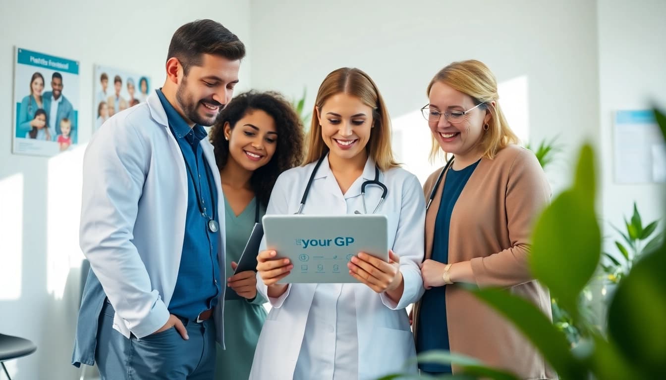YourGP healthcare team engaging with a patient using digital tools.