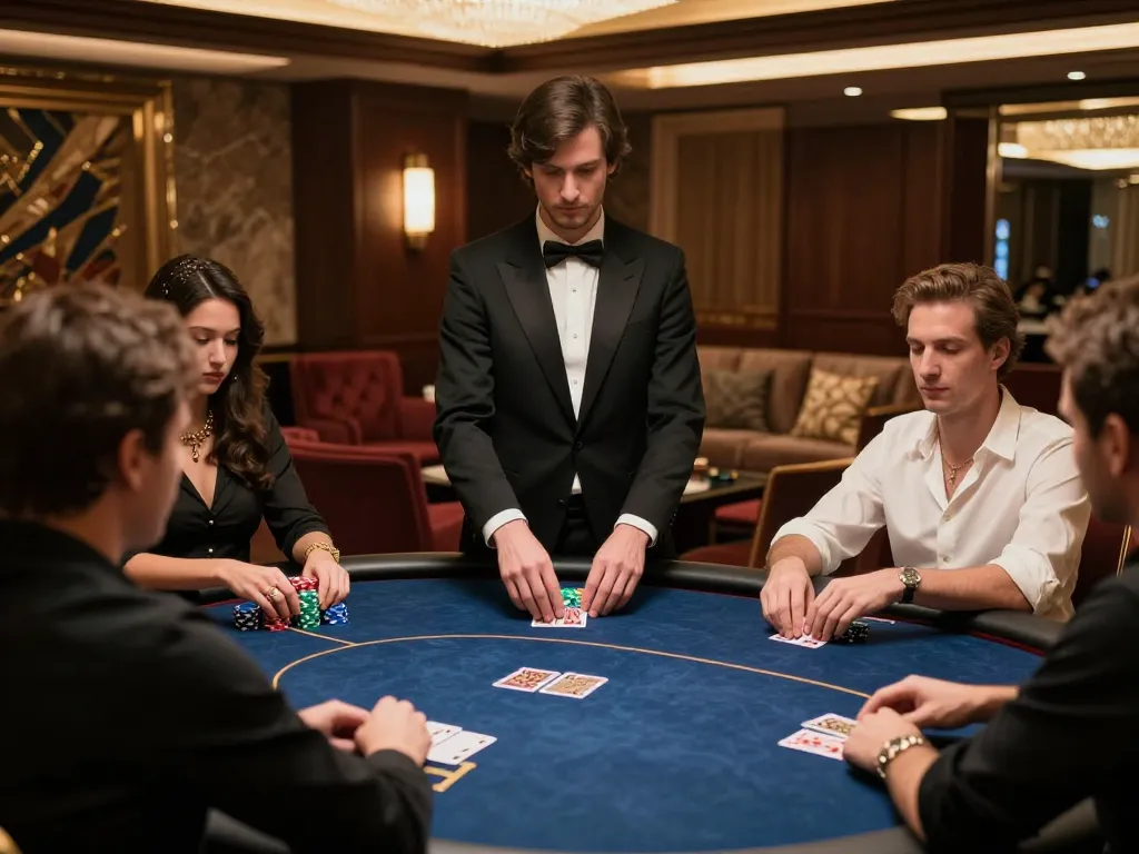 G28-t1 players strategizing in high-stakes poker game at exclusive casino