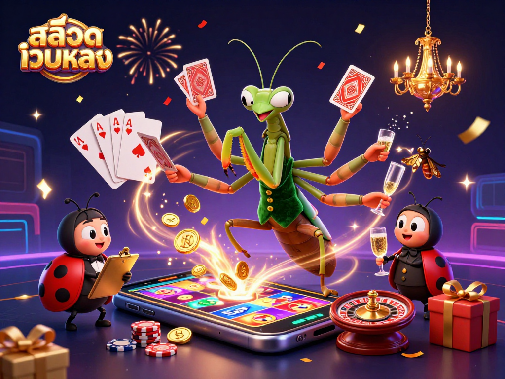 Experience thrilling fun with สล็อตเว็บตรง through colorful reels and charming characters in a vibrant casino scene.