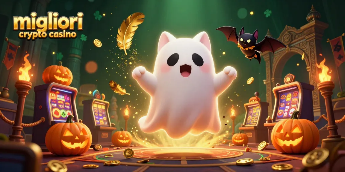 Scopri i migliori crypto casino mentre giochi con il simpatico gatto fantasma e il pipistrello in un vivace ambiente di casinò.