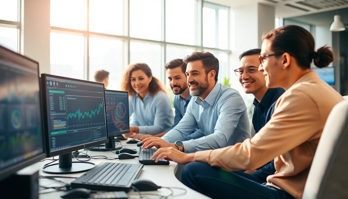 Utilizing managed IT services Lakeland, a professional team collaborates in a modern office.