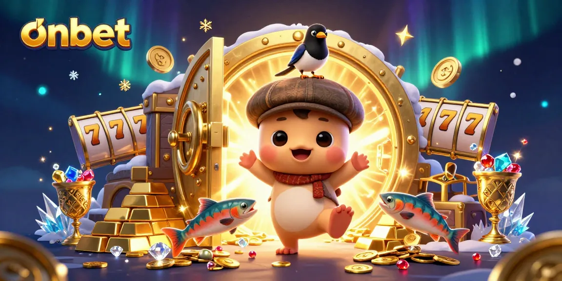 Engage with onbet's thrilling gaming experience in a vibrant 3D casino scene.