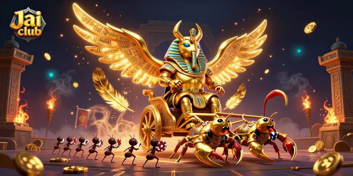 Engage in thrilling gameplay at Jai club, surrounded by dynamic casino elements and golden rewards.