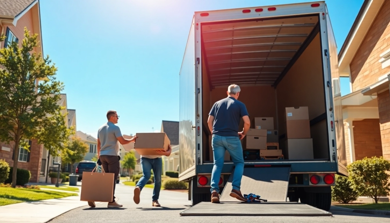 Provincial movers expertly packing a truck in a sunny neighborhood, showcasing their professional service.