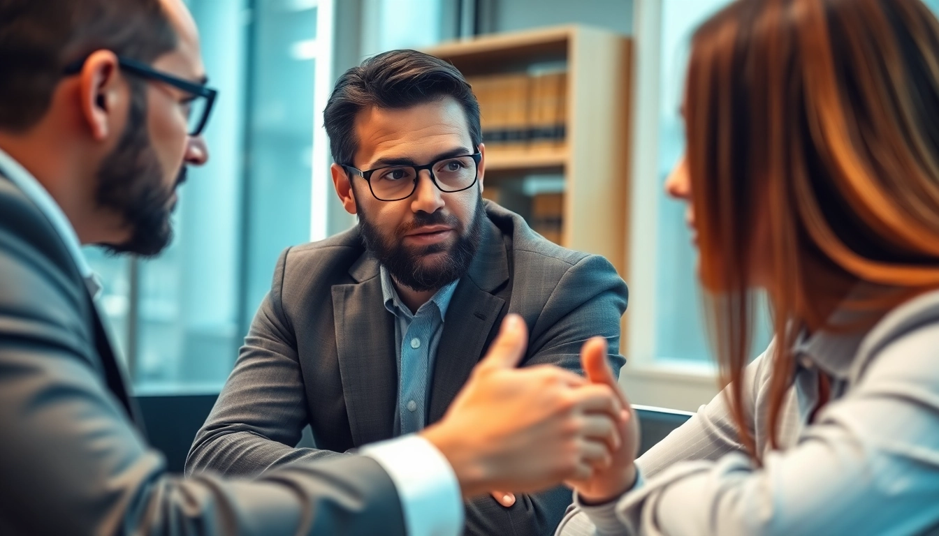 Engaging truck accident attorney clearwater advising client in modern office setup.