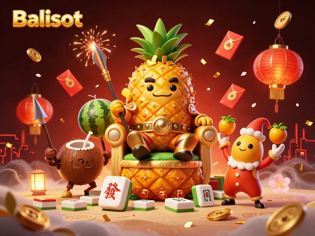 Experience the thrilling Balislot casino with golden characters and festive gaming elements in a vibrant beach scene.