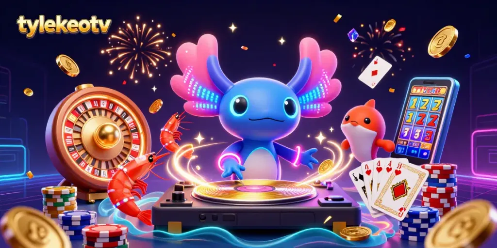 Experience the thrill of gambling with tylekeotv in a vibrant, energetic casino scene.