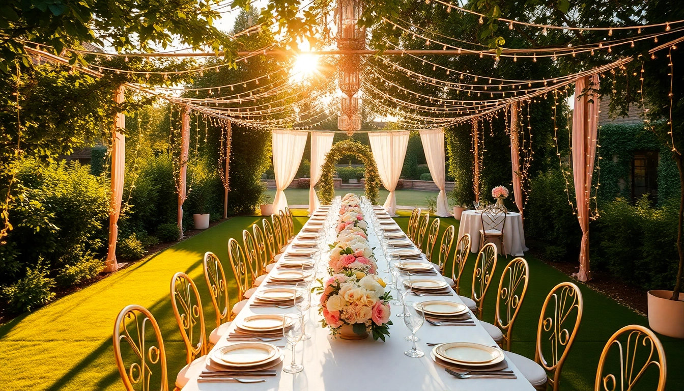 Stunning outdoor wedding setup featuring exquisite decor for Wedding & Event Rentals.