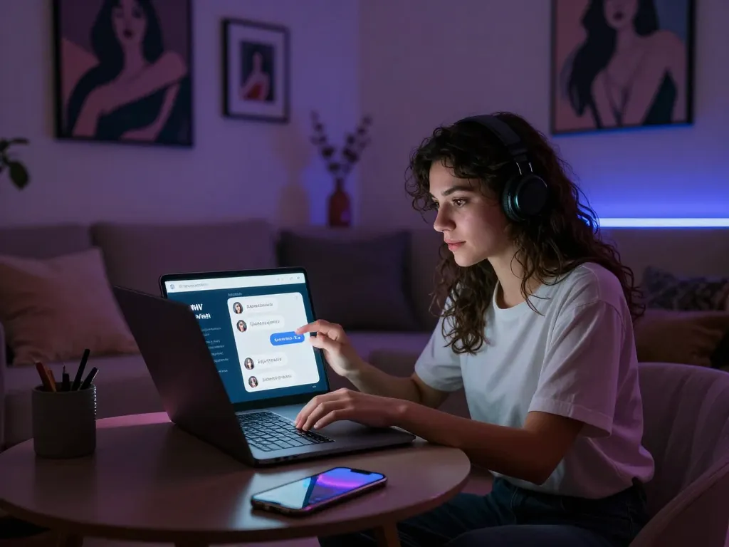 Engaging in NSFW AI chat within a cozy digital environment, enhancing personalized experiences.