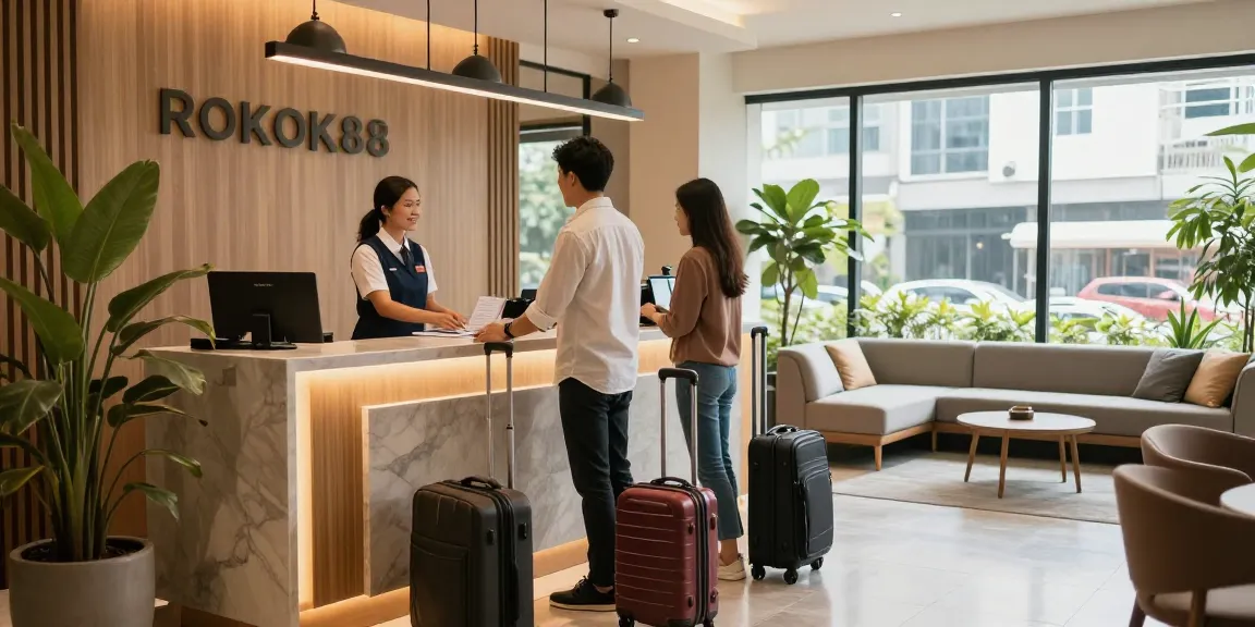 rokok88 hotel welcoming guests at check-in with warm reception.