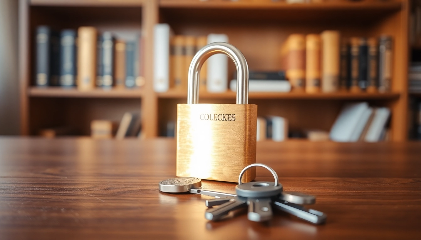 Locksta showing a professional padlock with keys on a wooden table, highlighting security features.