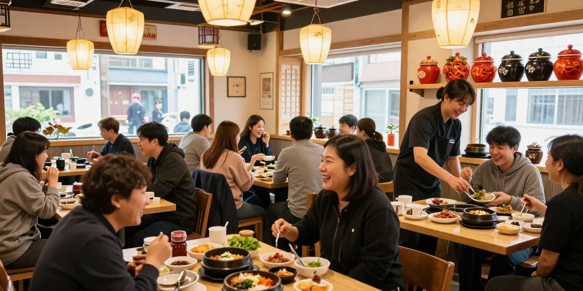 Enjoying a meal at 상봉동 한국관, a vibrant Korean restaurant with traditional dishes and a lively atmosphere.