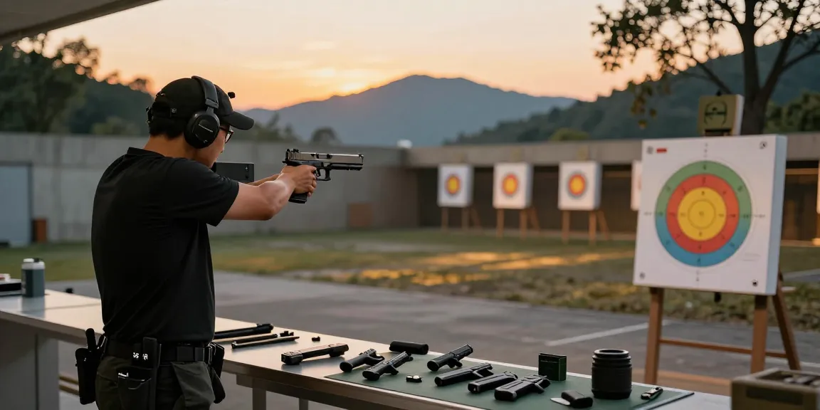 Precision shooting experience with Glock slides at https://precisionglockslides.com in a stunning sunset range
