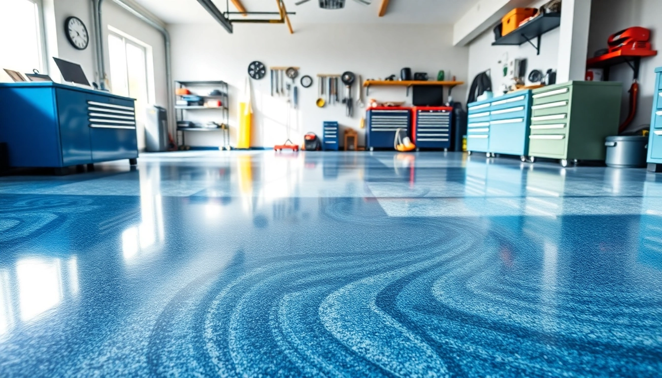 Transform your garage floors with a sleek epoxy finish showcasing a modern garage setting.