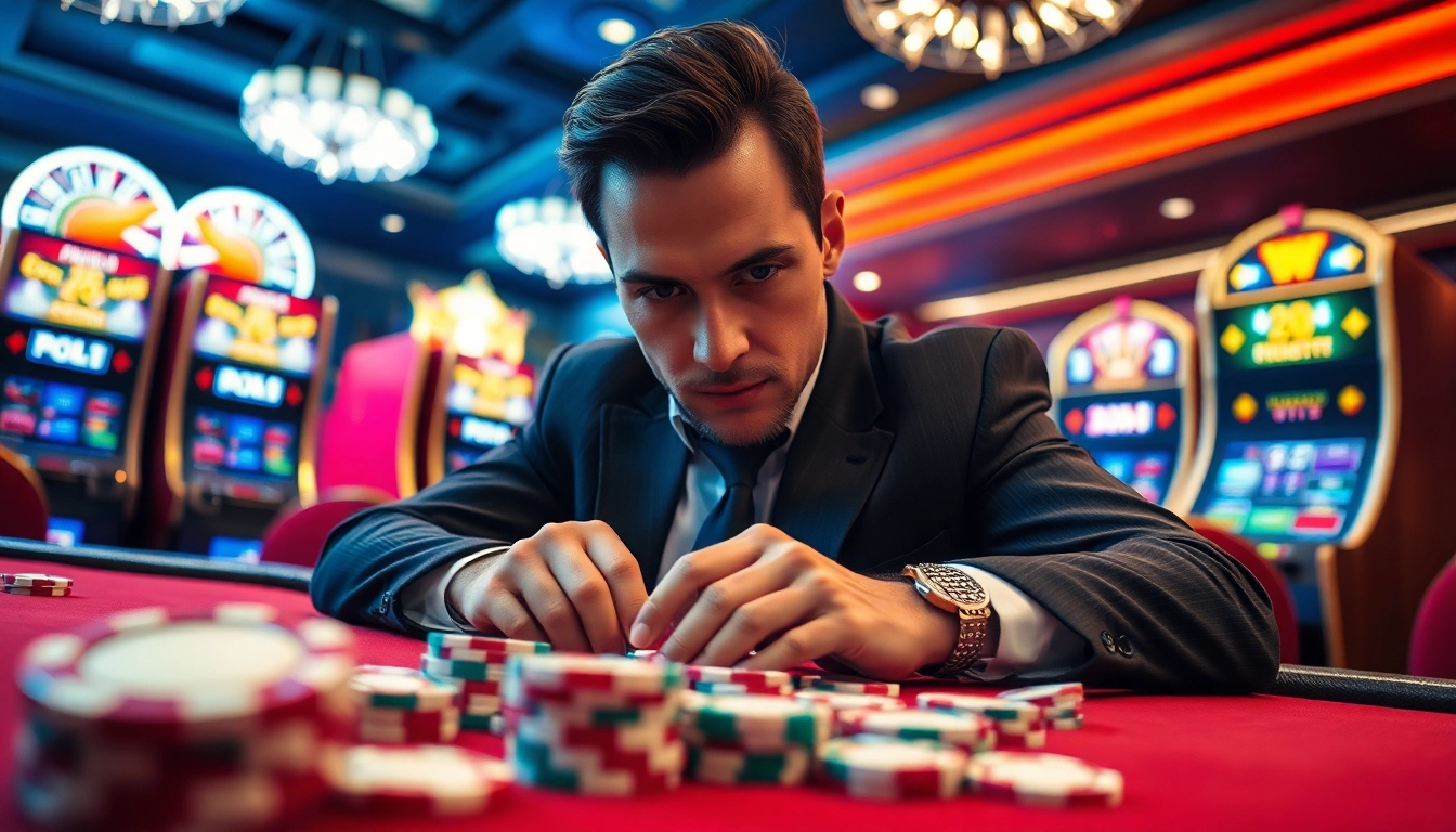 reddit user winning at a casino table surrounded by vibrant gaming elements
