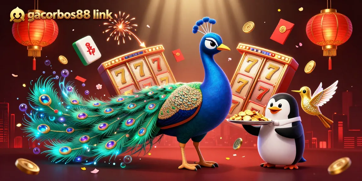 Experience excitement with gacorbos88 link, showcasing a lively 3D casino scene featuring characters and gaming elements.