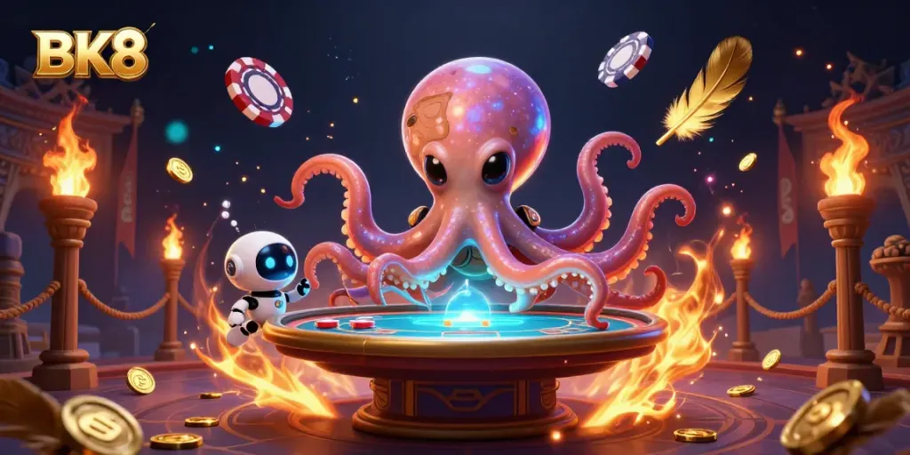 Join the exciting BK8 casino experience with vibrant characters and dynamic poker action!