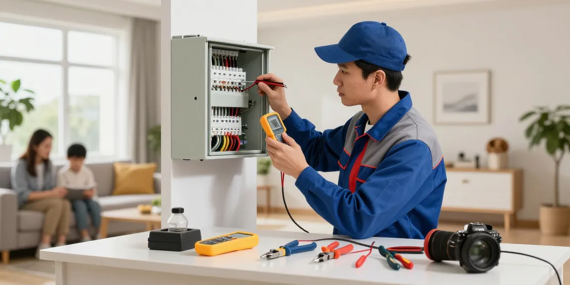 Learn more about residential electrical services with a professional electrician inspecting a control panel.