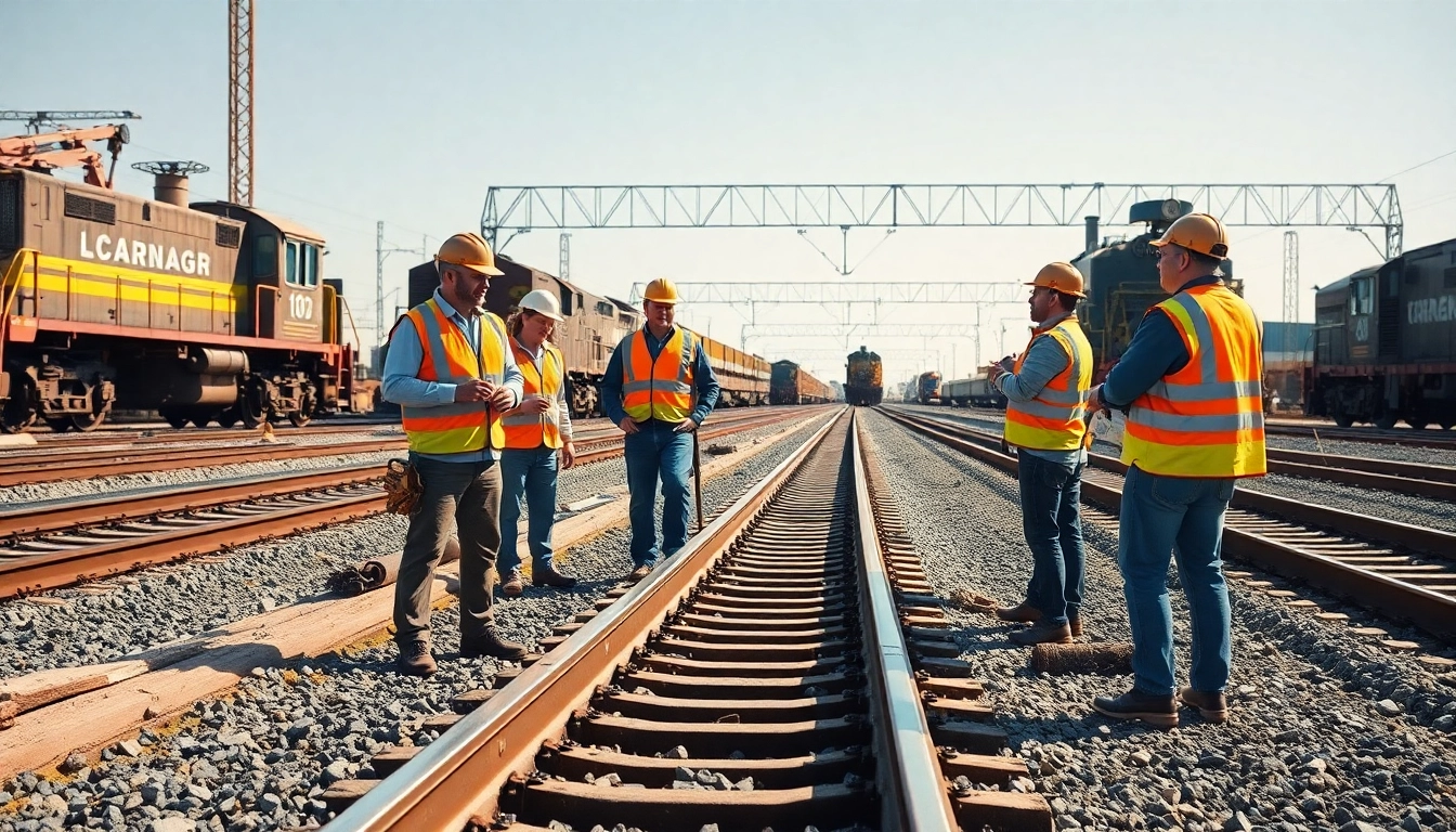 Railroad Contractors Near Me - Dedicated team constructing new rail line with advanced equipment.
