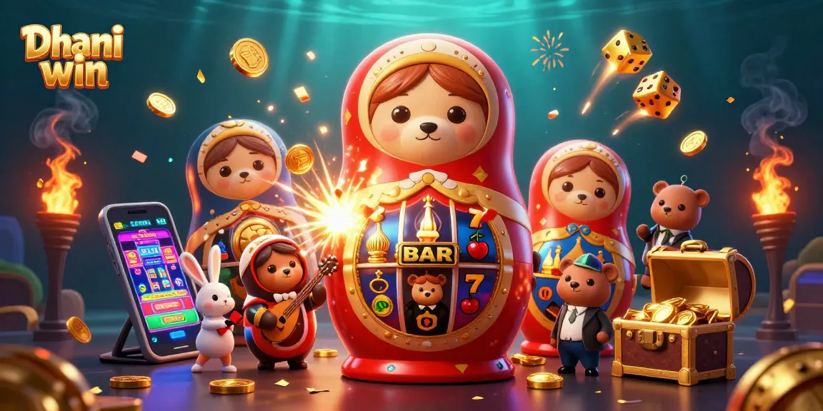 Dhani win players enjoying a colorful casino experience with a vibrant illustration of games and rewards.