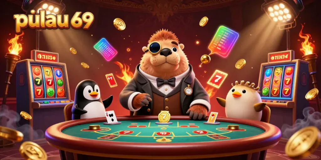 Experience pulau 69's vibrant casino adventures with dynamic elements capturing gambling excitement.