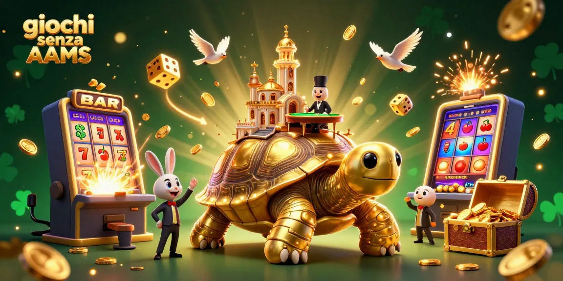 Scopri l'emozione dei giochi senza AAMS con elementi di casinò colorati che esplodono in una vivace scena 3D.