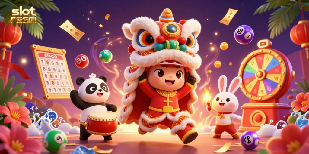 Experience the thrill of slot resmi with vibrant characters in a lively casino-themed scene!