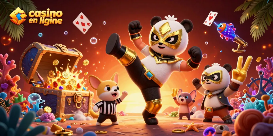Jouez à des jeux au casino en ligne avec panda et chihuahua dans une scène dynamique remplie d'éléments
