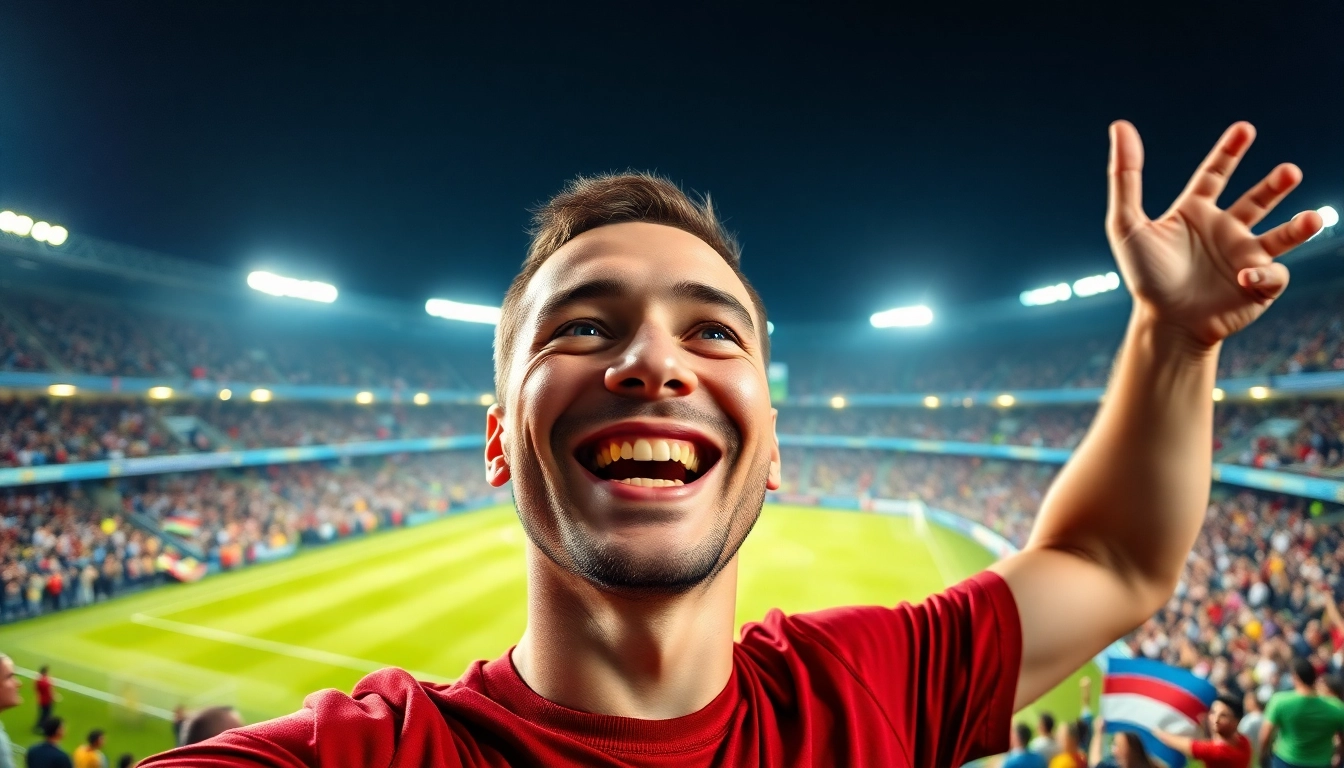 해외축구중계 중인 시청자의 열광적인 모습과 경기장 풍경