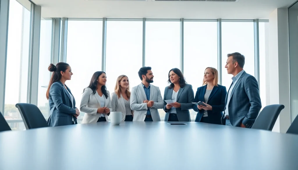 Servizio Fotografico Aziendale in un moderno ufficio con un team diversificato in discussione.