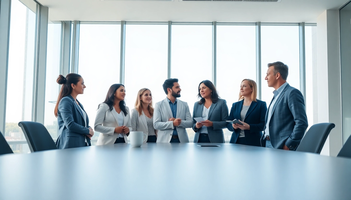 Servizio Fotografico Aziendale in un moderno ufficio con un team diversificato in discussione.
