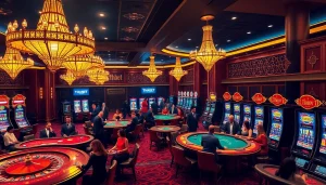 Engaged players enjoying a thrilling gaming experience at THABET's casino with vibrant roulette and poker tables.