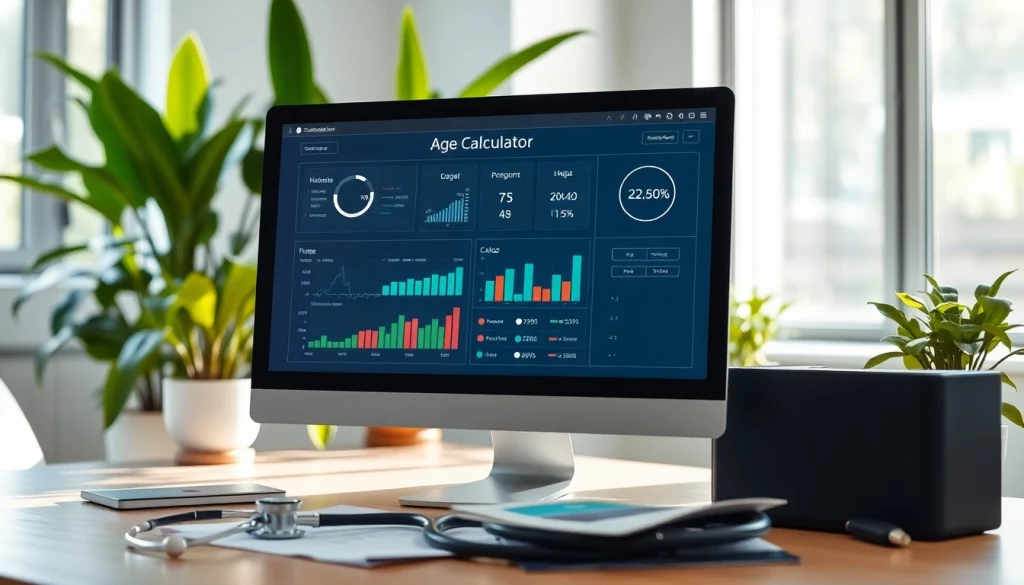 Calculate your biological age with this interactive biological age calculator interface on a computer.