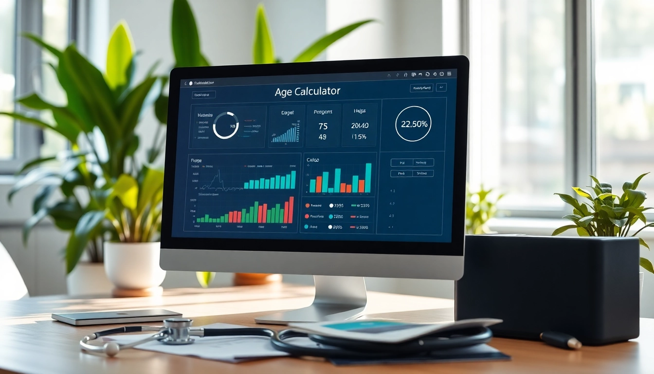 Calculate your biological age with this interactive biological age calculator interface on a computer.