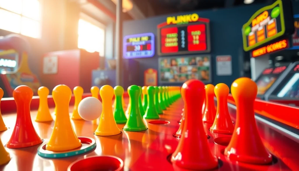 Mencoba plinko demo dengan bola berwarna yang jatuh melalui pin dan menghasilkan hadiah menarik.