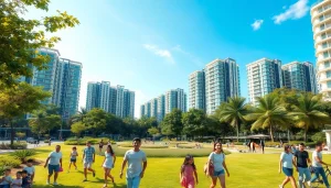 Families enjoying outdoor activities in the lush community of tampines ec, showcasing vibrant lifestyle.