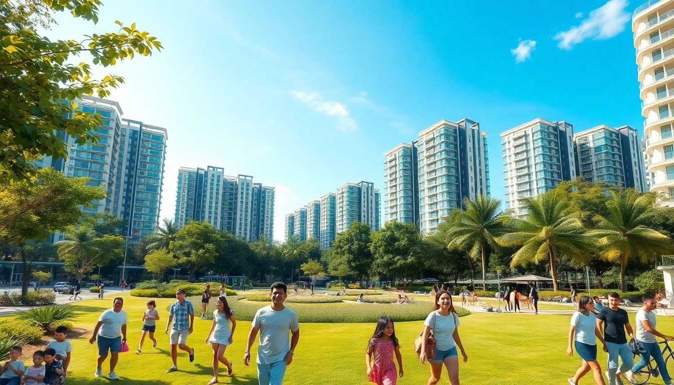 Families enjoying outdoor activities in the lush community of tampines ec, showcasing vibrant lifestyle.