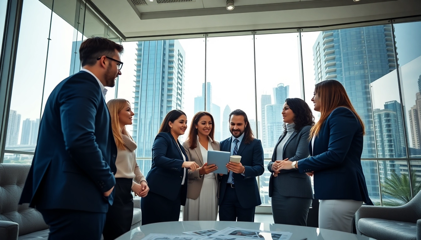 Engaging Business Consultants in Dubai strategizing in a modern office setting.
