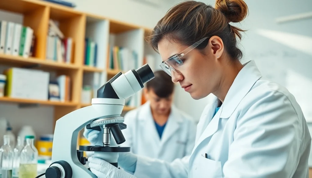 Onderzoek naar badstof monsters in laboratorium met microscopen en labuitrusting.