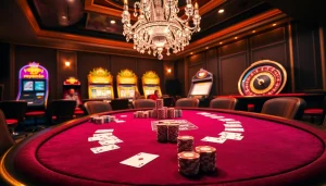 Experience exciting gaming at i9bet .com with vibrant poker tables and classic casino elements.