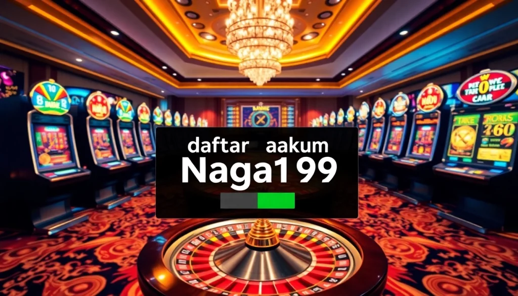 Experience the thrill of daftar akun Naga169 with vibrant casino visuals showcasing engaging slot machines.