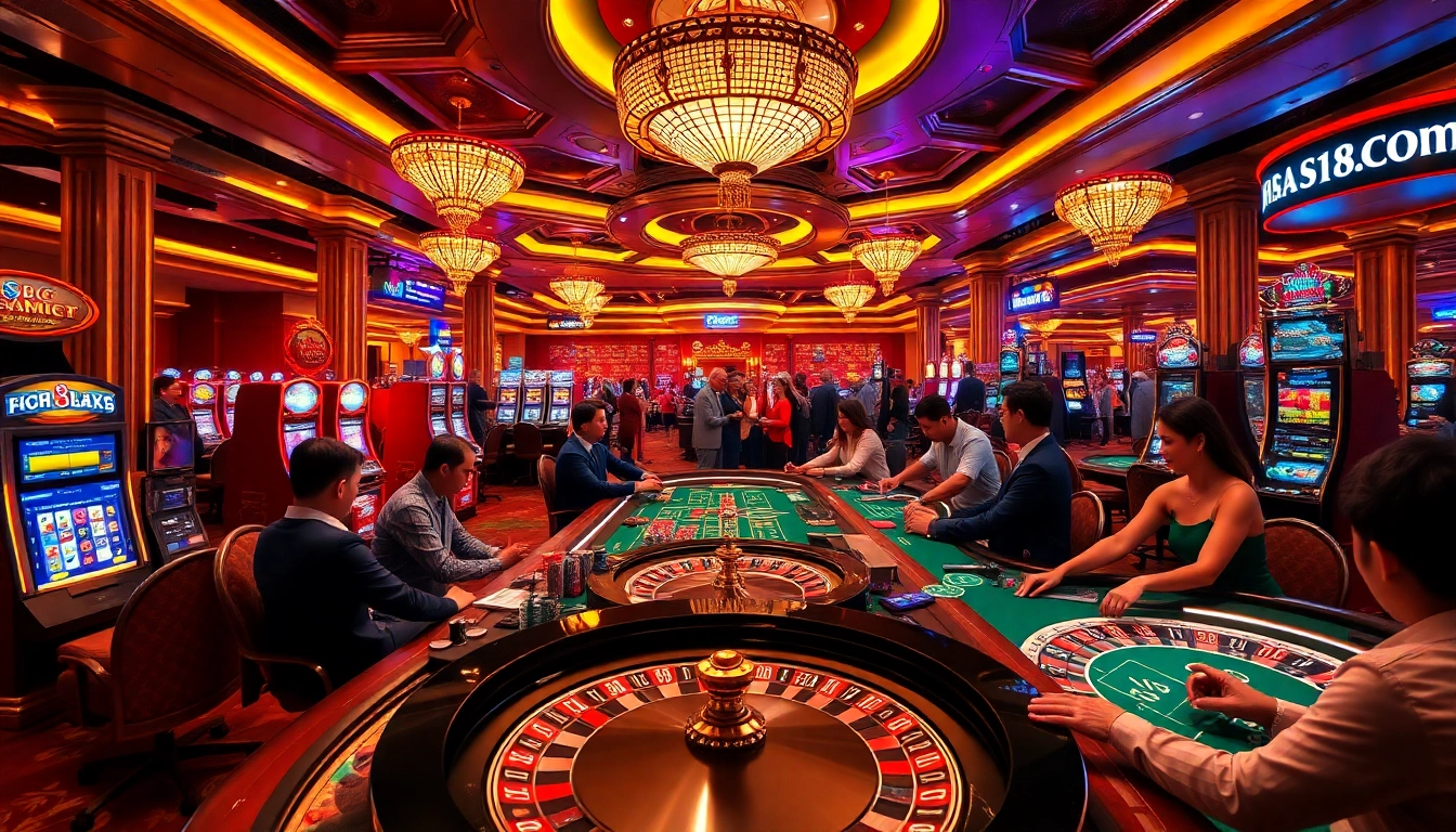 S8.COM players enjoying an exciting atmosphere at a luxurious gambling table, showcasing poker and roulette.