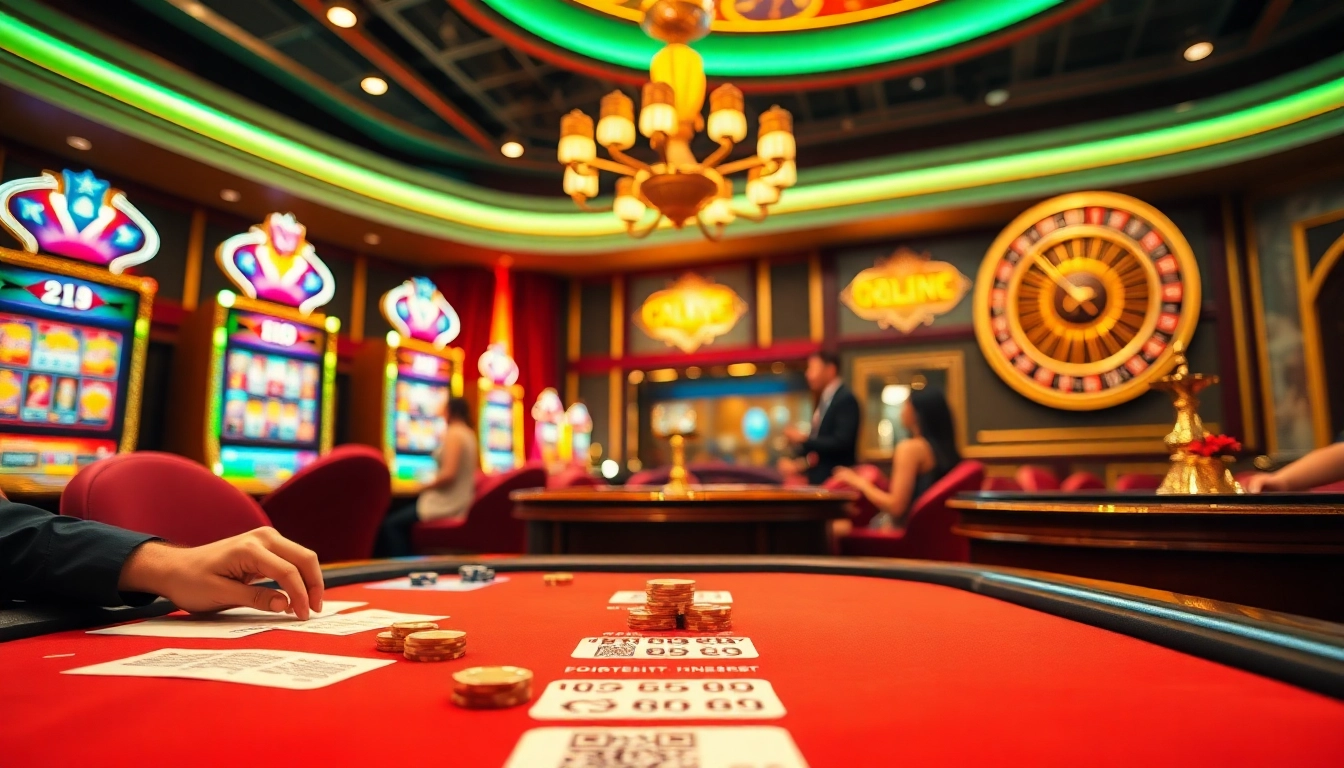 Engaging scene of a poker table at a casino focusing on situs deposit 5k and vibrant gambling elements.