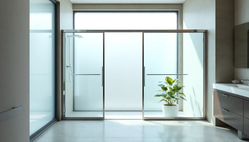 Showcasing sliding shower screens in a modern bathroom with elegant design.