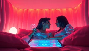 Engaging scene depicting intimate interactions with sex AI in a cozy, modern setting.