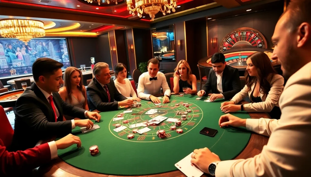 Experience the excitement of 555win com with a vibrant casino scene featuring poker and roulette games.